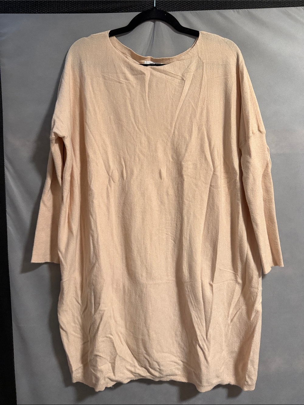 Women's Long Sleeve Tunic Dress in Light Peach - Casual Comfort